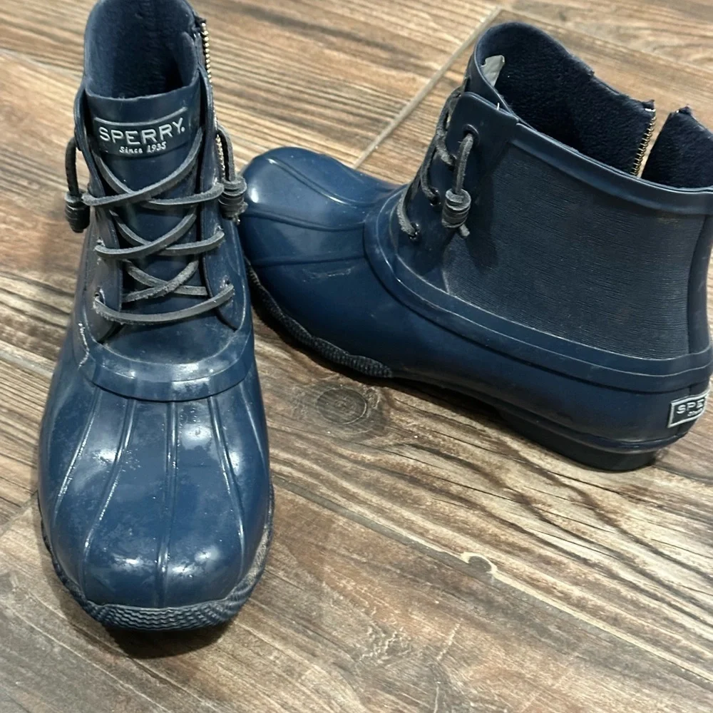 Sperry Navy Salt Water Duck Rain Boots - Picture 4 of 8